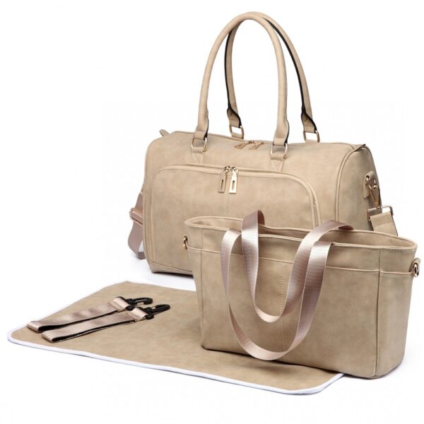 miss lulu leather look maternity changing shoulder bag beige photo