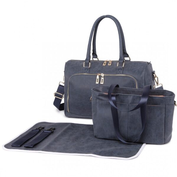 miss lulu leather look maternity changing shoulder bag navy photo