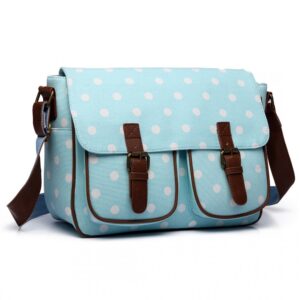 miss lulu oilcloth satchel polka dot in light blue photo